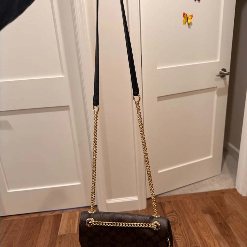 Coach Elodie - Black and Brown Pebble Leather Crossbody Bag - Picture 11 of 15
